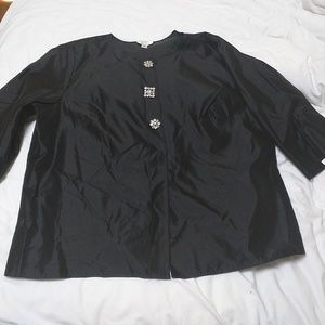 NWT Talbot's black silk blouse crystal buttons